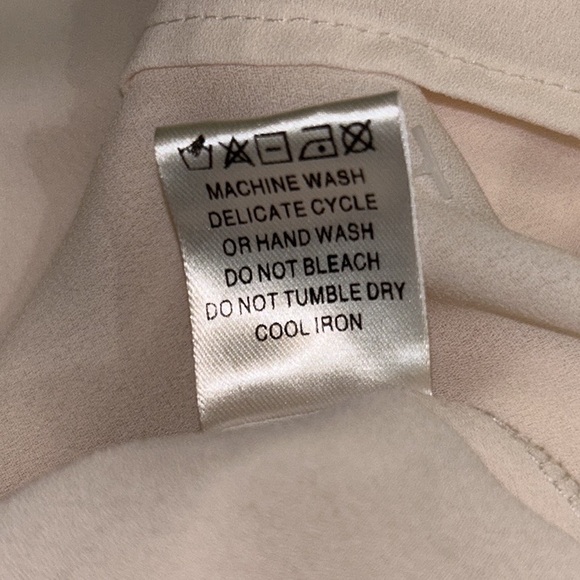 Crosby by Mollie Burch Blush Pink Semi Sheer Ruffle Neck Puff Sleeve Blouse - L - Picture 11 of 11